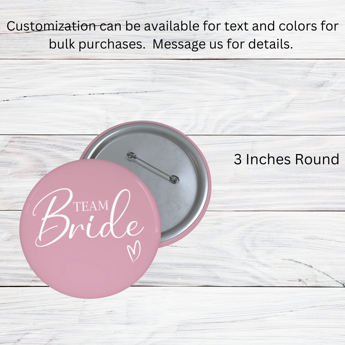 Set of 5 Bride Squad Buttons, Various Sizes