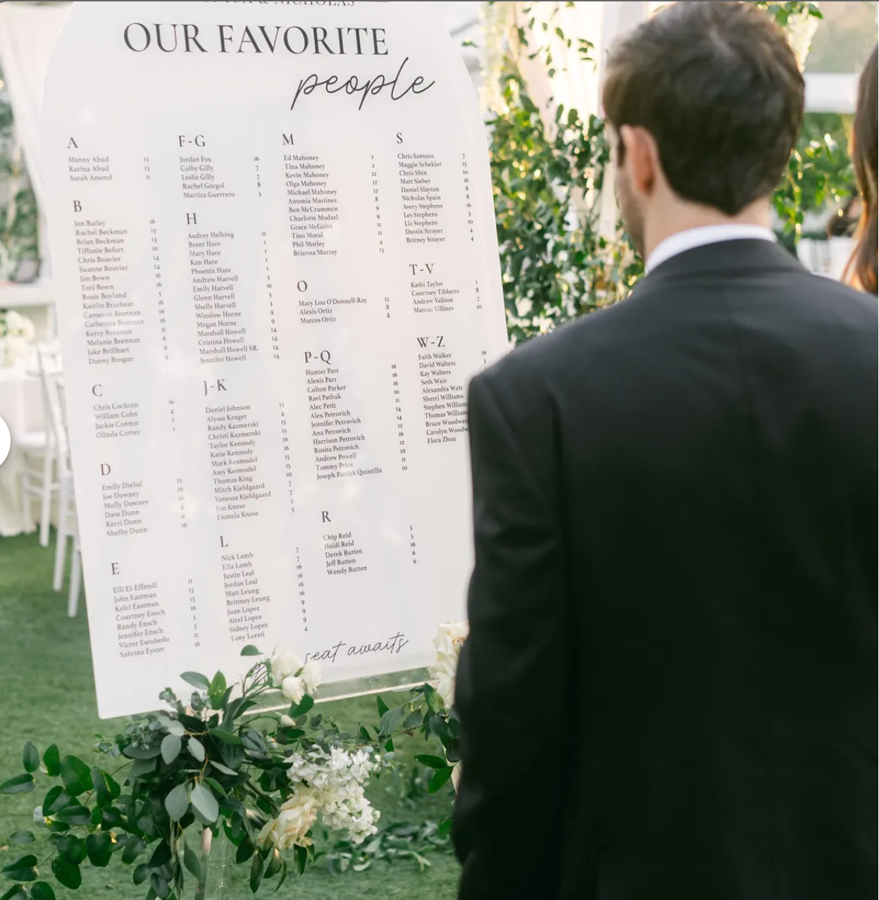 Seating Chart Foam Board, Acrylic Glass, or Wood