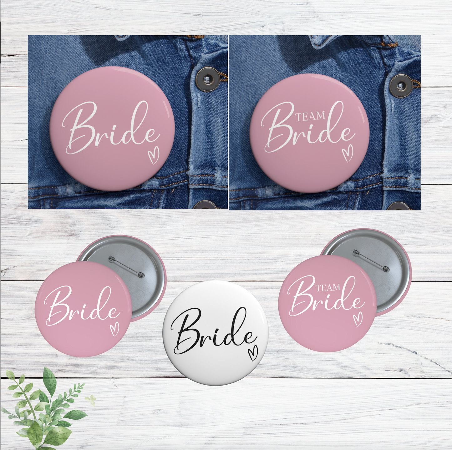 Set of 5 Bride Squad Buttons, Various Sizes