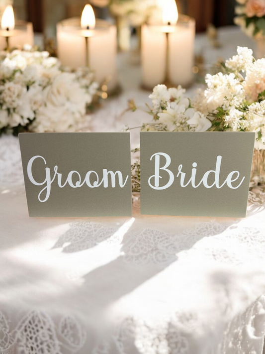 Groom and Bride Wedding Signs